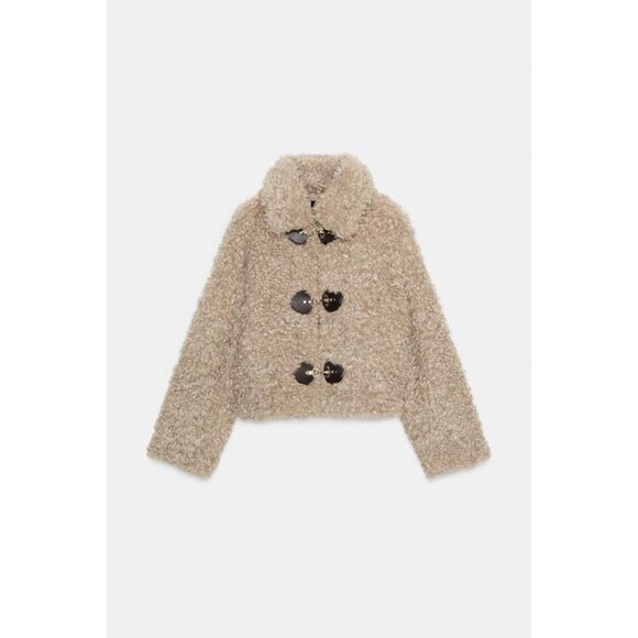 ZARA FAUX FUR JACKET WITH FIREMAN CLASPS - Picture 7 of 9
